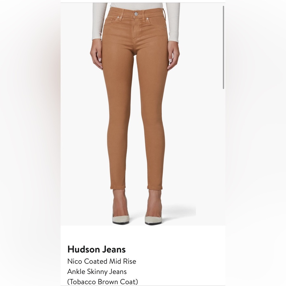 Hudson Jeans Nico Coated Mid Rise Ankle Skinny – Size 30 (Tobacco Brown)